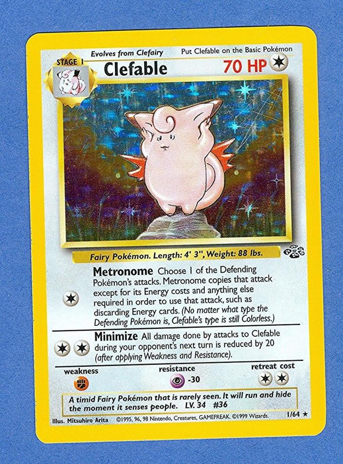 POKEMON: CLEFABLE 1/64 UNLIMITED. - HOLO JUNGLE - SCRATCHED