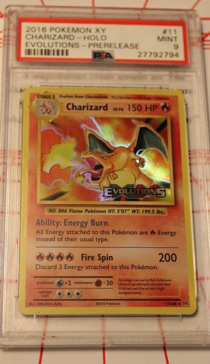 Charizard - Holo Prerelease - Evolutions - 11/108 - PSA 9 - Pokemon - Rare