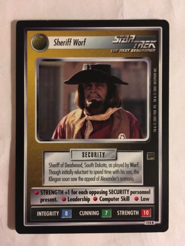 Star Trek CCG 1E Sheriff Worf 114R Rare Card