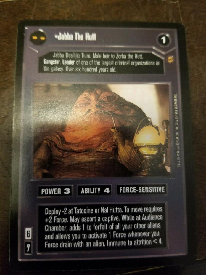 Star Wars CCG Card Jabba's Palace Jabba the Hutt Played Gangster Leader Alien LE