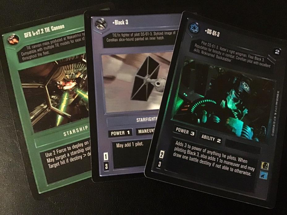 Star Wars 3 Card LOT Black 3 DS-61-3 FOIL + SFS L-s7.2 TIE Cannon - Star Fighter