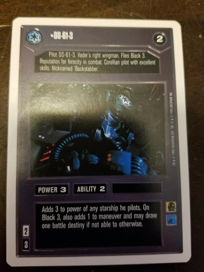 Star Wars CCG Card DS-61-3 WB Premiere Unlimited Played Imperial Tie Pilot
