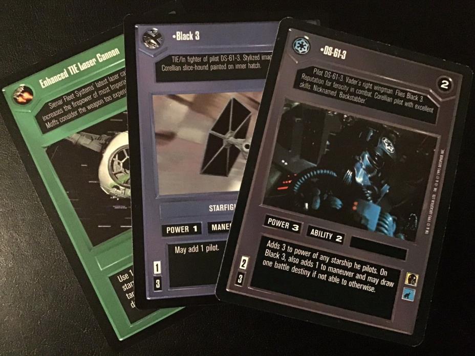 Star Wars 3 Card LOT Black 3 DS-61-3 Enhanced TIE Laser Cannon - Star Fighter
