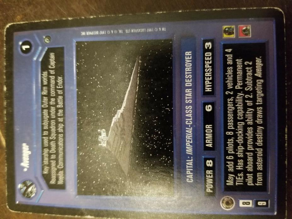 Avenger played DAGOBAH LIMITED BB star wars ccg card swccg star destroyer