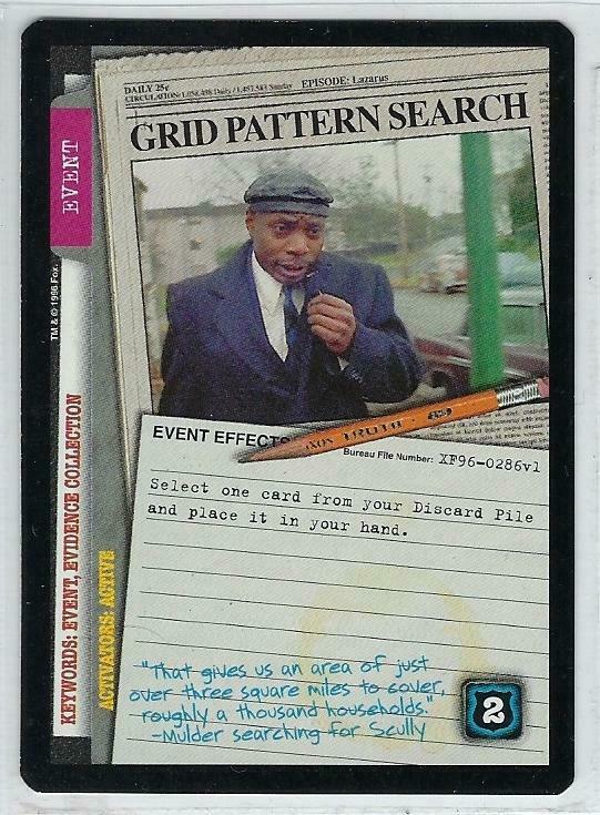 Grid Pattern Search 1996 X-Files Premiere CCG cards#XF96-0286v1