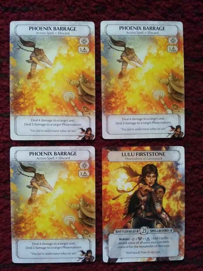 ASHES RISE OF THE PHOENIXBORN PROMO LULU FIRSTSTONE  PHOENIX BARRAGE CARDS