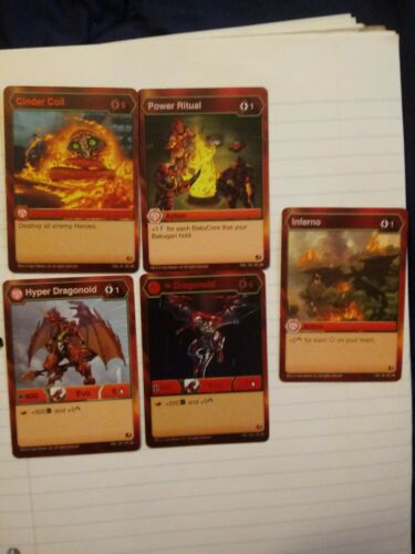 Bakugan Brawler Battle Planet Card Lot of (5) Pyrus Dragonoid Inferno etc..