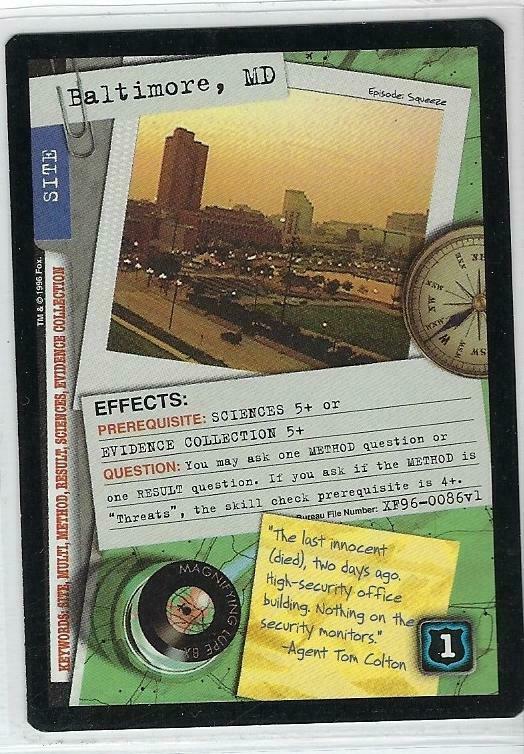 Baltimore,MD 1996 X-Files Premiere CCG cards #XF96-0086v1