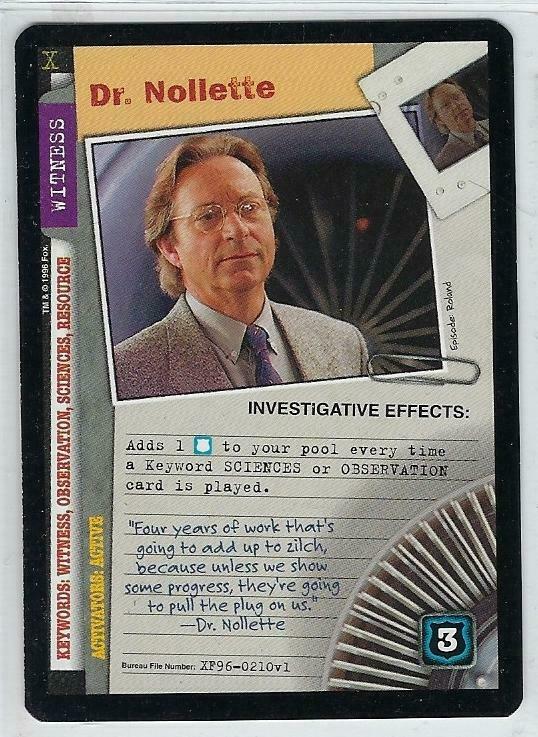 Dr.Nollette 1996 X-Files Premiere CCG cards#XF96-0210v1
