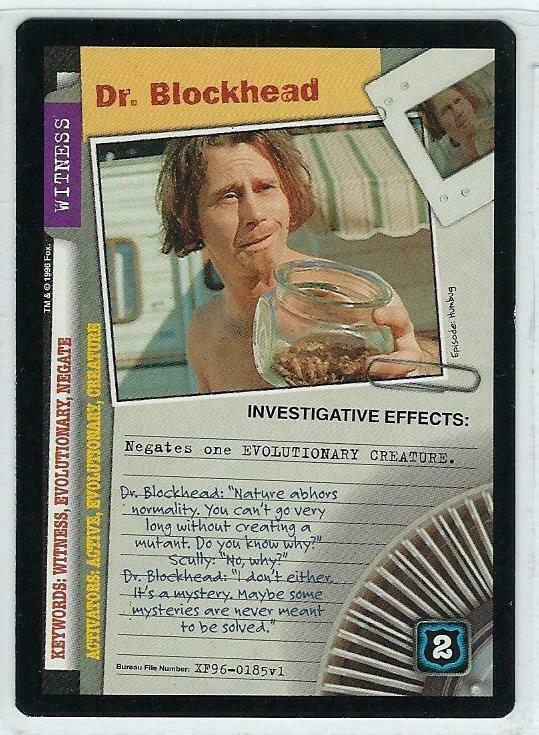 Dr.Blockhead 1996 X-Files Premiere CCG cards#XF96-0185v1