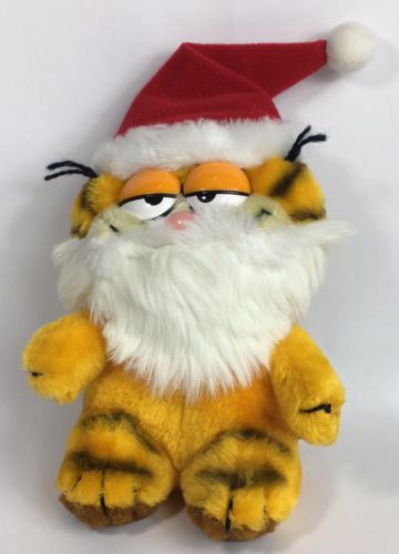 Vintage Dakin Garfield Christmas Santa Plush 1978 Height 9