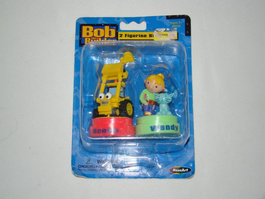 B28 Bob the Builder Scoop & Wendy figurine washable ink stampers- New- 2001
