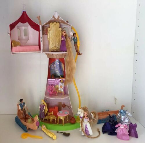 Disney Polly Pocket Magic Clip Rapunzel's Tower With 5 Dolls & Accessories