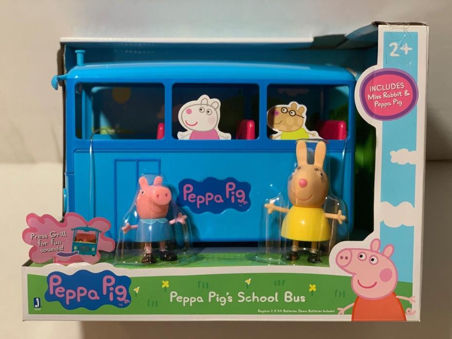 New Peppa Pig School Bus toy with Miss Rabbit and Peppa Pig
