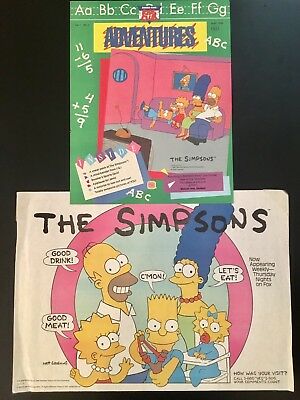 The Simpsons Vintage 1990 Burger King Placemat and Adventures book, UNUSED