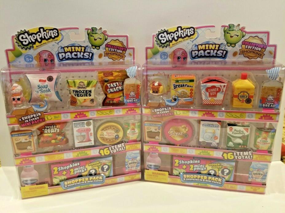 (2) Shopkins Season 10 Small Mart Shopper Pack -  8 Shopkins & 8 Mini Packs! NEW