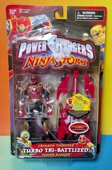 Power Rangers Turbo Tri-Battlized Crimson  Ranger Ninja Storm Figure New  Bandai