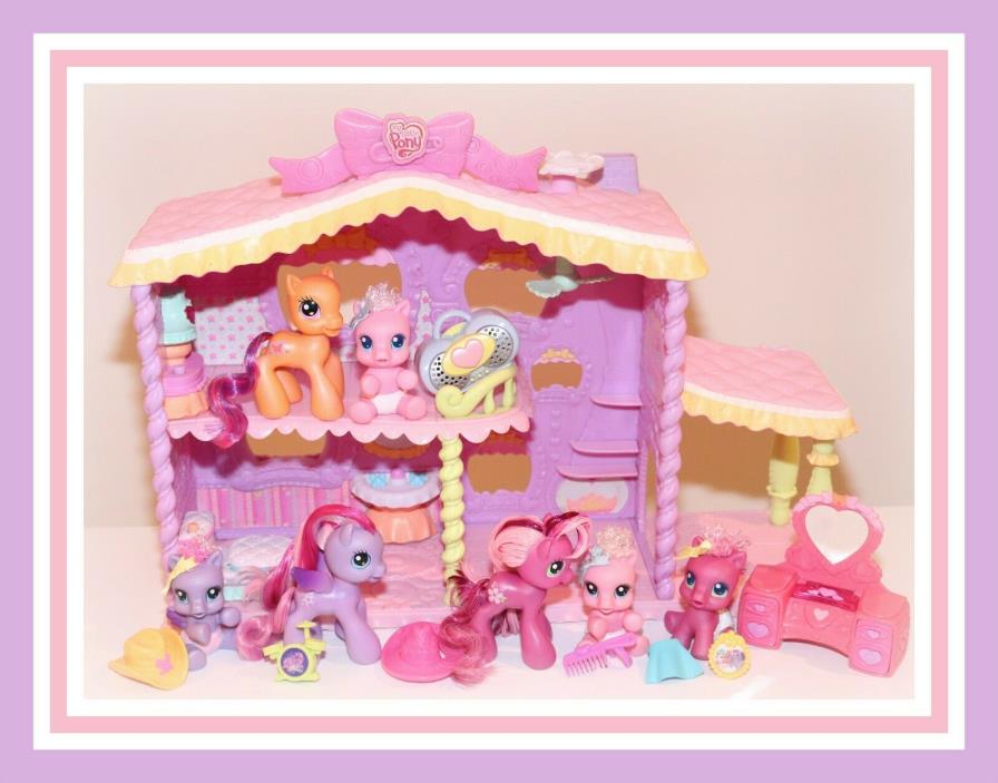 ??My Little Pony NEWBORN CUTIES 7 PONIES Baby Nursery House Playset G3.5 Lot??