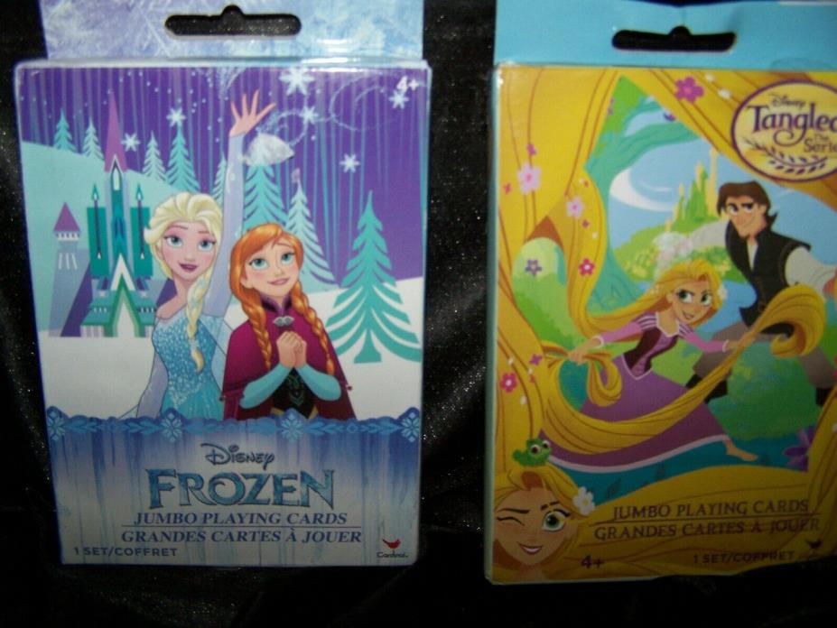 Disney Frozen Jumbo & Jumbo Tangled Playing Cards~ Both Sets Sealed 5.5 * 5