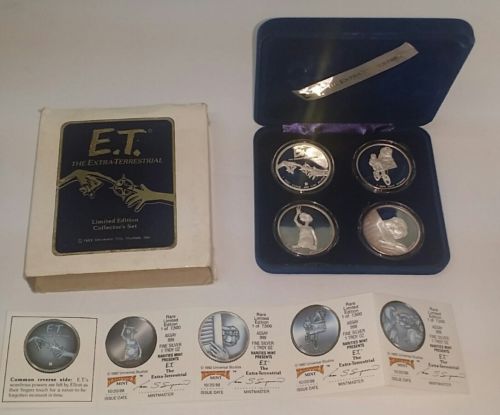 4-OZ.  SILVER 1982 E.T. SET OF-4  UNIVERAL STUDIOS