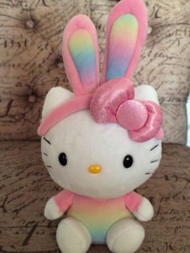 HELLO KITTY  BUNNY TY BEANIE BABY RAINBOW  TIE DYE EARS 2013