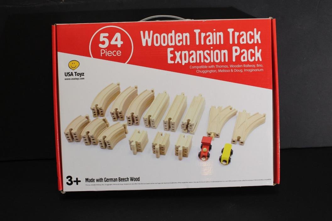USA Toyz Wooden Train Track Expansion Pack - 54 Piece - Ages 3+