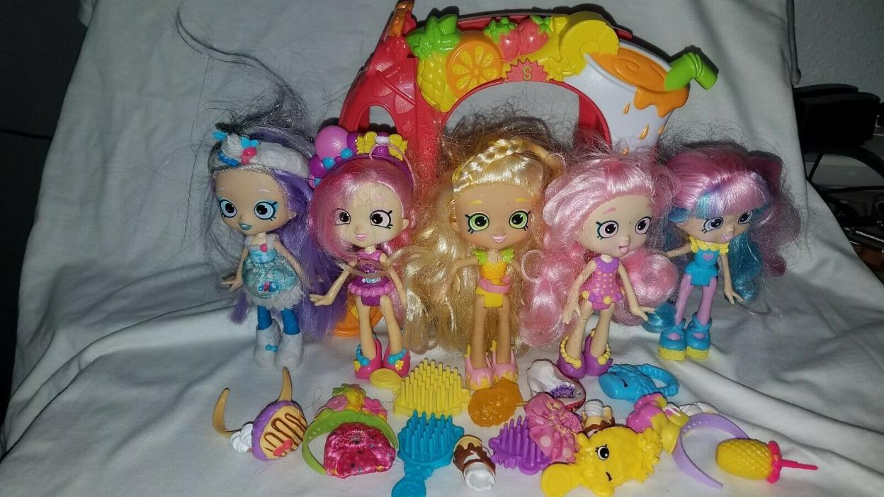 LOT OF 5 SHOPKINS DOLLS WITH ACCESSORIES AND VEHICLE 5