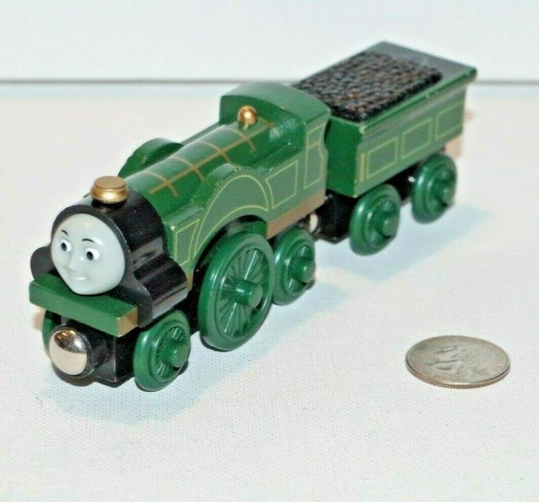 Thomas & Friends Wooden Railway Train Tank Engine - Emily w/ Tender - EUC - TOMY