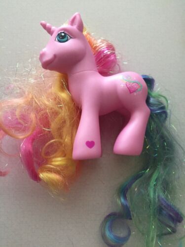 My Little Pony G3 2006 Super Long Tinsel Hair Pink Unicorn Rarity Glitter Cutie
