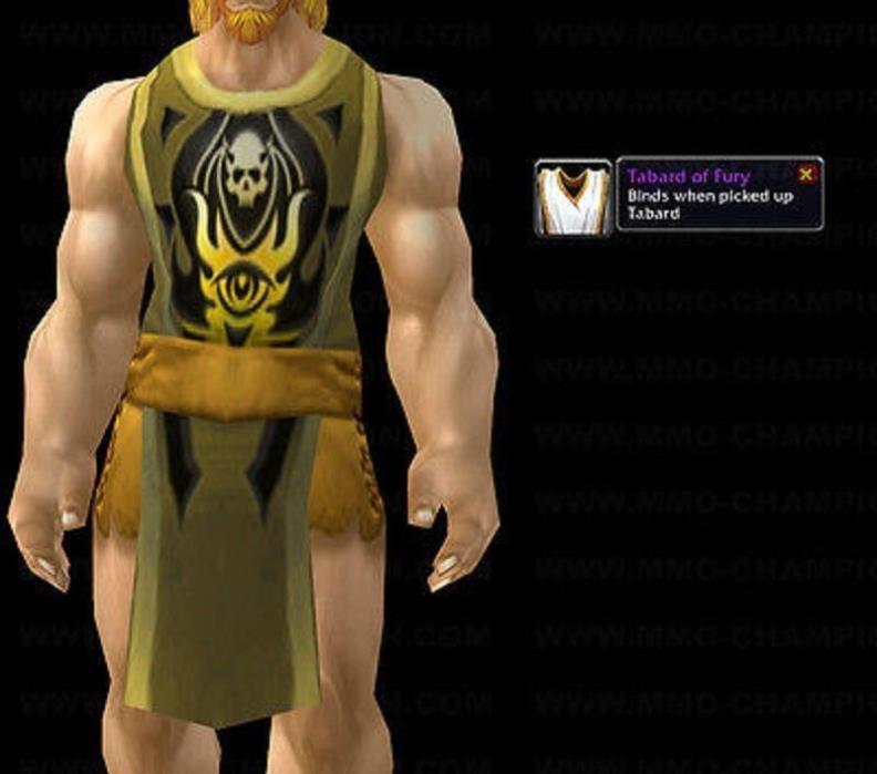 TABARD OF FURY - YELLOW  - WORLD OF WARCRAFT @ WOW LOOT ude EPIC 100% guarantee