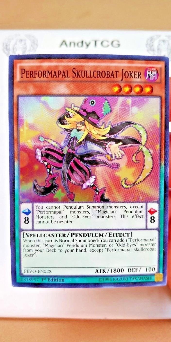 PERFORMAPAL SKULLCROBAT JOKER - 1ST ED SUPER RARE M/NM PEVO-EN022 - YUGIOH