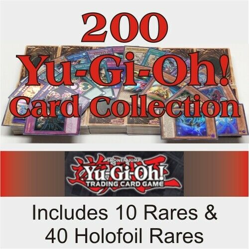 Yu-Gi-Oh! Collection 200 Card Lot with 10 Rares & 40 Holofoil Rare Yugioh Cards