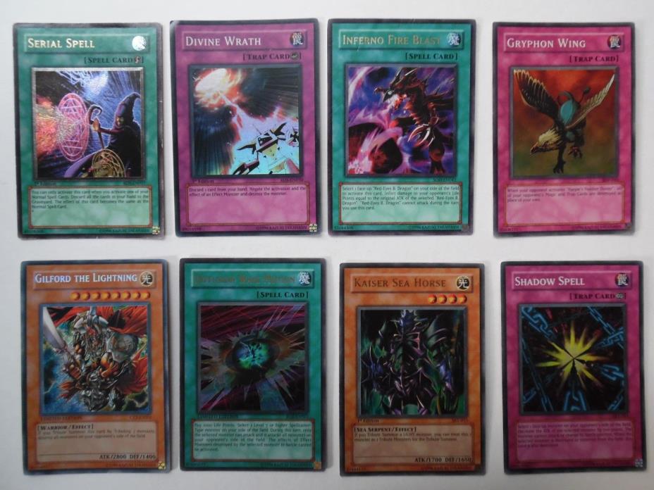 Lot of 8 Foil Yu-Gi-Oh Cards Used Played Various Sets