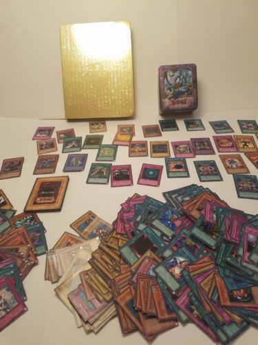 yu gi oh card lot with gold card case and tin(342 cards)