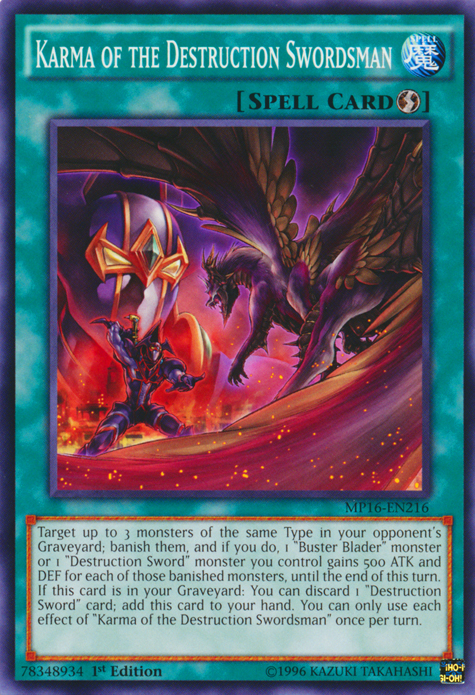 Yugioh Card 3x Karma Of The Destruction Swordsman 1st Edition