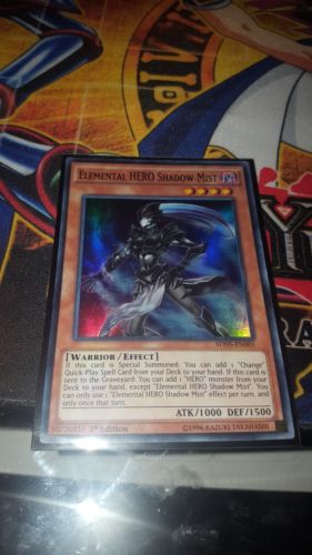 Yugioh Elemental HERO Shadow Mist Super Rare 1st SDHS-EN001 LP Condition