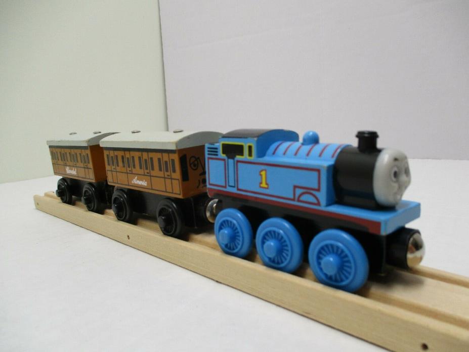Thomas the Train&Friends Wooden Railway Thomas Engine, Annie & Clarabel Car LOT