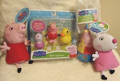 Peppa Pig Suzy Sheep LOT NEW Bath Squirtees, Birthday Party Hats, Small Plush :)