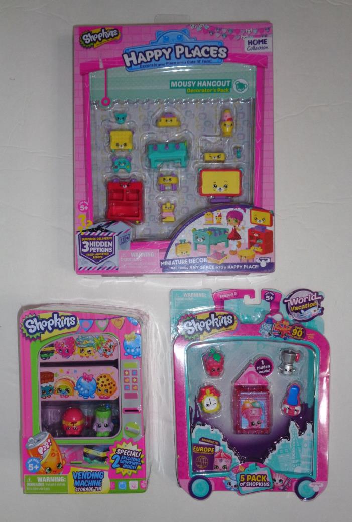 MIXED LOT of Shopkins (VENDING MACHINE 2-pack, PLUS others) ~ NEW IN PACKAGE