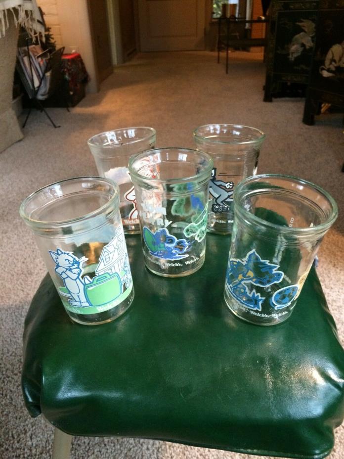 Tom & Jerry 5 jelly glasses early 90s vintage