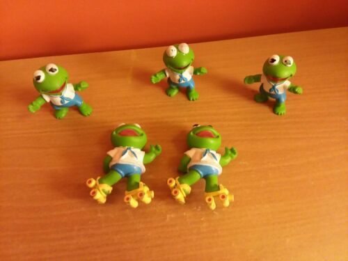 Vintage 1986 Muppets Babies Kermit The Frog Roller Skating PVC Figure Lot of 5