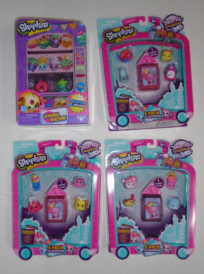 MIXED LOT of Shopkins (VENDING MACHINE & Europe World Vacation) ~ NEW IN PACKAGE