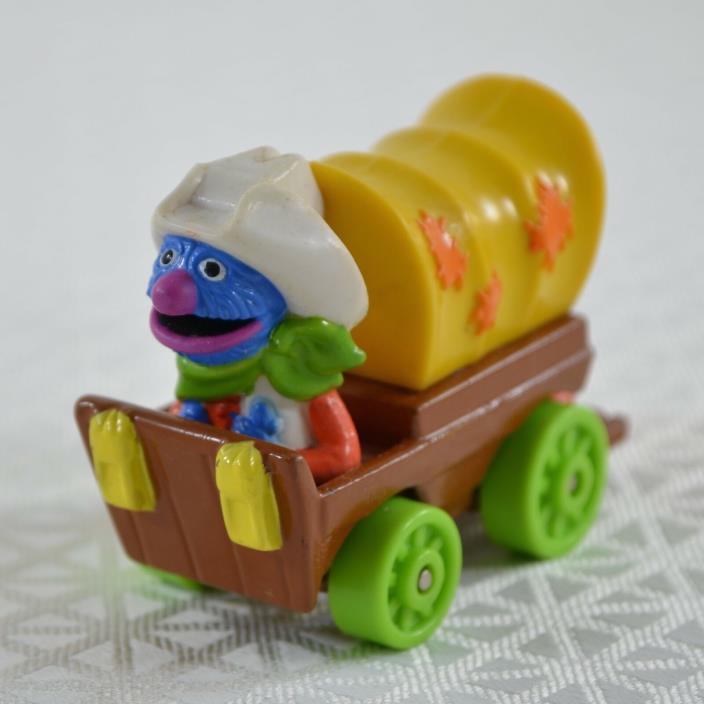 Vtg Sesame Street GROVER Muppets Inc Playskool Die Cast Western WAGON Car 1987