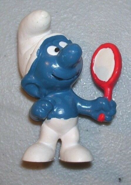 Vintage Vanity Smurf 1972 Schleich Peyo Hong Kong red Mirror Vein Classic figure