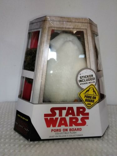 Star Wars Porg on Board Collectible Plush with Sticker, New