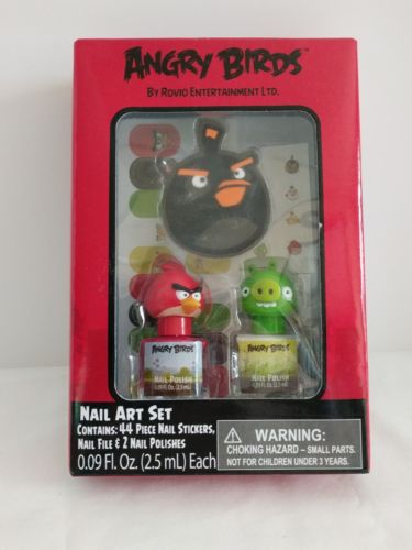 Rovio ANGRY BIRDS* 47pc Nail Art Gift Set/Lot 44 STICKERS+1 FILE+ 2 POLISH Sale*