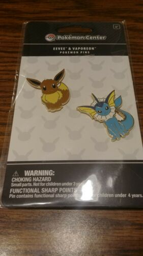 Eevee & Vaporeon Pokémon Pins - Evolution 2 Pack - Pokemon Center Nintendo NEW