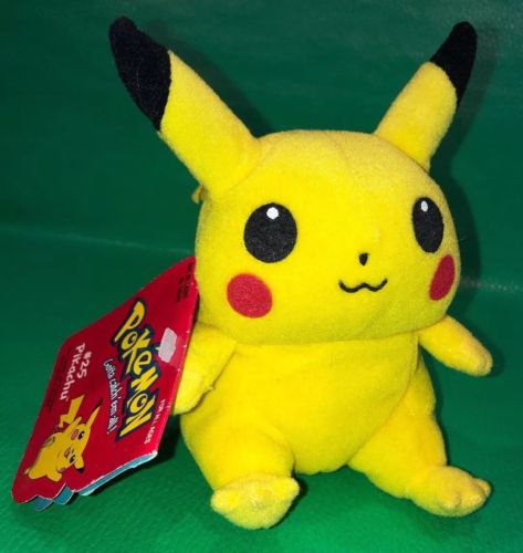 Pokemon Pikachu Plush Beanie Hasbro 1998 5-1/2” With Tag