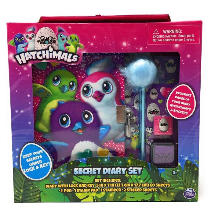 Hatchimals Secret Diary Set (Diary With Lock And Key, 60 Sheets, 1 Marabou Pen,