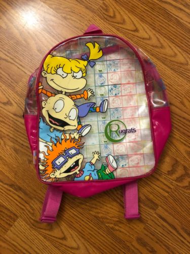 Colorful Nickelodeon RugRats Backpack / Book Bag Vintage 1998 See-Through